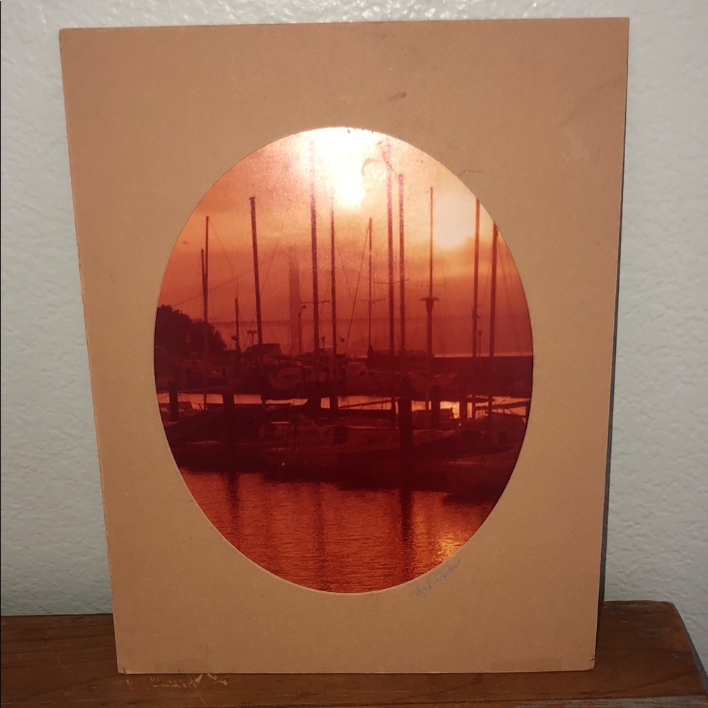 VINTAGE PHOTOGRAPH SAIL BOATS OF SUNSET